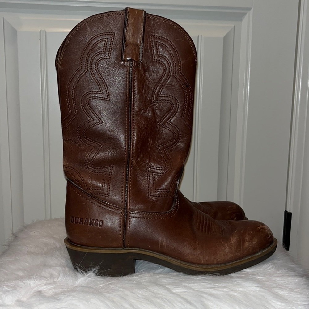 MEN’S Durango brown leather western Cowboy Work Boot Ranch Farm Size 8.5 D
